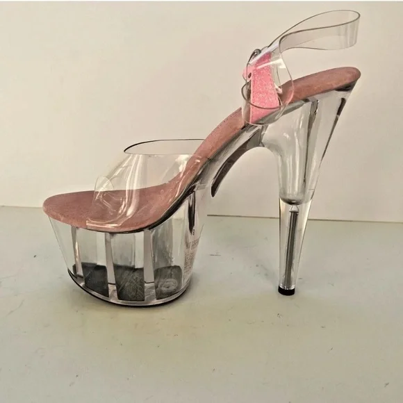 Glitter Heels 6.5" Stiletto Clear Platform
Pink Stripper Pole Dance Shoes - Picture 4 of 10